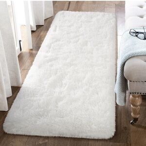 Plush White Faux Fur Rug